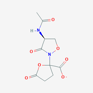 molecular formula C10H11N2O7- B1258168 2-[(4S)-4-acetamido-3-oxo-1,2-oxazolidin-2-yl]-5-oxooxolane-2-carboxylate 