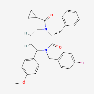 molecular formula C31H31FN2O3 B1258171 (2R,6Z)-2-benzyl-1-(cyclopropanecarbonyl)-4-[(4-fluorophenyl)methyl]-5-(4-methoxyphenyl)-5,8-dihydro-2H-1,4-diazocin-3-one 