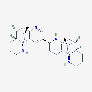 molecular formula C32H46N4 B1258236 (1S,9R,10R,16R)-16-methyl-4-[(1S,5R,9R,10R,16R)-16-methyl-6,14-diazatetracyclo[7.5.3.01,10.02,7]heptadec-2(7)-en-5-yl]-6,14-diazatetracyclo[7.5.3.01,10.02,7]heptadeca-2(7),3,5-triene 