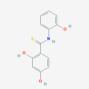 molecular formula C13H11NO3S B12582573 3-Hydroxy-4-[(2-hydroxyanilino)(sulfanyl)methylidene]cyclohexa-2,5-dien-1-one CAS No. 202977-74-0