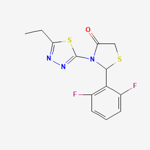 molecular formula C13H11F2N3OS2 B1258268 2-(2,6-Difluorophenyl)-3-(5-ethyl-1,3,4-thiadiazol-2-yl)thiazolidin-4-one CAS No. 924648-16-8