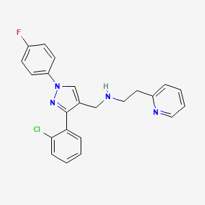 molecular formula C23H20ClFN4 B1258283 N-[[3-(2-chlorophenyl)-1-(4-fluorophenyl)-4-pyrazolyl]methyl]-2-(2-pyridinyl)ethanamine 