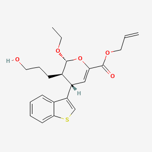 molecular formula C22H26O5S B1258285 (2R,3R,4S)-4-(1-benzothiophen-3-yl)-2-ethoxy-3-(3-hydroxypropyl)-3,4-dihydro-2H-pyran-6-carboxylic acid prop-2-enyl ester 