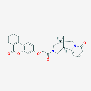 molecular formula C26H26N2O5 B1258286 (1S,5R)-3-{[(6-oxo-7,8,9,10-tetrahydro-6H-benzo[c]chromen-3-yl)oxy]acetyl}-1,2,3,4,5,6-hexahydro-8H-1,5-methanopyrido[1,2-a][1,5]diazocin-8-one 