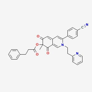 molecular formula C33H27N3O4 B1258290 3-Phenylpropanoic acid [3-(4-cyanophenyl)-7-methyl-6,8-dioxo-2-[2-(2-pyridinyl)ethyl]-7-isoquinolinyl] ester 