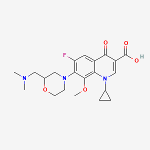 molecular formula C21H26FN3O5 B1258295 1-Cyclopropyl-7-[2-[(dimethylamino)methyl]morpholin-4-yl]-6-fluoro-8-methoxy-4-oxoquinoline-3-carboxylic acid 