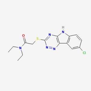 molecular formula C15H16ClN5OS B12583156 Acetamide,2-[(8-chloro-2H-1,2,4-triazino[5,6-B]indol-3-YL)thio]-N,N-diethyl- 