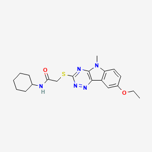 Acetamide,N-cyclohexyl-2-[(8-ethoxy-5-methyl-5H-1,2,4-triazino[5,6-B]indol-3-YL)thio]-