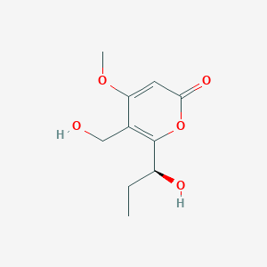 molecular formula C10H14O5 B12583164 2H-Pyran-2-one, 5-(hydroxymethyl)-6-[(1S)-1-hydroxypropyl]-4-methoxy- CAS No. 628302-56-7