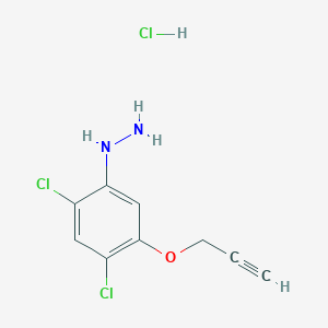 molecular formula C9H9Cl3N2O B12583194 (2,4-Dichloro-5-prop-2-ynoxyphenyl)hydrazine;hydrochloride CAS No. 201420-42-0