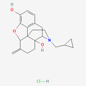 molecular formula C21H26ClNO3 B1258324 3-(cyclopropylmethyl)-7-methylidene-2,4,5,6,7a,13-hexahydro-1H-4,12-methanobenzofuro[3,2-e]isoquinoline-4a,9-diol;hydrochloride 