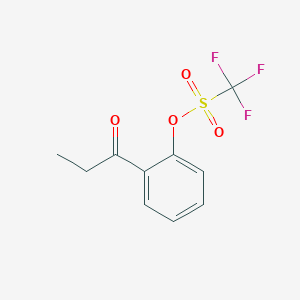 molecular formula C10H9F3O4S B12583272 Methanesulfonic acid, trifluoro-, 2-(1-oxopropyl)phenyl ester CAS No. 646522-74-9