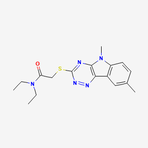 molecular formula C17H21N5OS B12583293 Acetamide,2-[(5,8-dimethyl-5H-1,2,4-triazino[5,6-B]indol-3-YL)thio]-N,N-diethyl- 