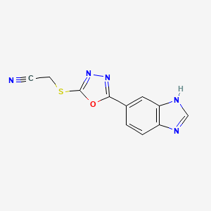 molecular formula C11H7N5OS B12583361 {[5-(1H-Benzimidazol-6-yl)-1,3,4-oxadiazol-2-yl]sulfanyl}acetonitrile 