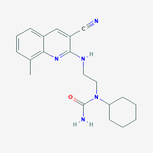 molecular formula C20H25N5O B12583374 N-{2-[(3-Cyano-8-methylquinolin-2-yl)amino]ethyl}-N-cyclohexylurea CAS No. 606104-86-3