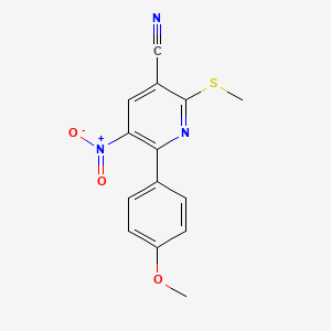 3-Pyridinecarbonitrile, 6-(4-methoxyphenyl)-2-(methylthio)-5-nitro-