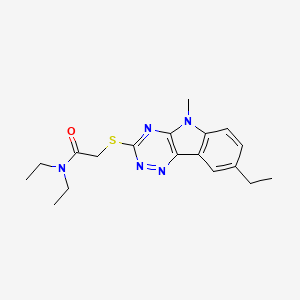 molecular formula C18H23N5OS B12583601 Acetamide,N,N-diethyl-2-[(8-ethyl-5-methyl-5H-1,2,4-triazino[5,6-B]indol-3-YL)thio]- 