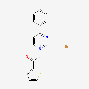 molecular formula C16H13BrN2OS B12583606 1-[2-Oxo-2-(thiophen-2-yl)ethyl]-4-phenylpyrimidin-1-ium bromide CAS No. 646062-61-5