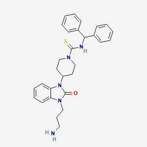 4-[3-(3-aminopropyl)-2-oxobenzimidazol-1-yl]-N-benzhydrylpiperidine-1-carbothioamide