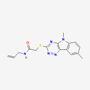 molecular formula C16H17N5OS B12583757 Acetamide,2-[(5,8-dimethyl-5H-1,2,4-triazino[5,6-B]indol-3-YL)thio]-N-2-allyl- 