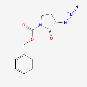 molecular formula C12H12N4O3 B12583927 1-Pyrrolidinecarboxylic acid, 3-azido-2-oxo-, phenylmethyl ester CAS No. 647013-66-9