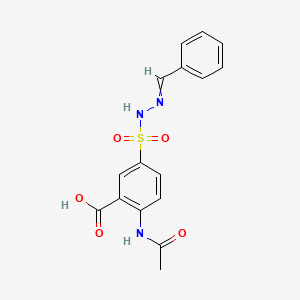 molecular formula C16H15N3O5S B12584013 Benzoic acid, 2-(acetylamino)-5-[[(phenylmethylene)hydrazino]sulfonyl]- CAS No. 330856-59-2