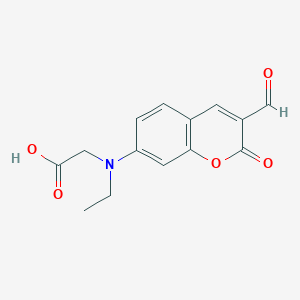 molecular formula C14H13NO5 B12584105 N-Ethyl-N-(3-formyl-2-oxo-2H-1-benzopyran-7-yl)glycine CAS No. 645352-43-8