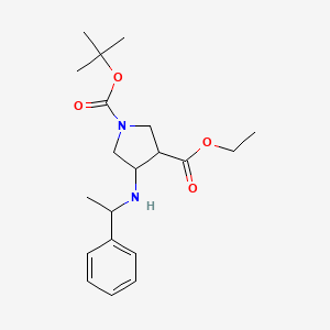 molecular formula C20H30N2O4 B12584164 1,3-Pyrrolidinedicarboxylic acid, 4-[[(1R)-1-phenylethyl]amino]-, 1-(1,1-dimethylethyl) 3-ethyl ester, (3R,4S)- 