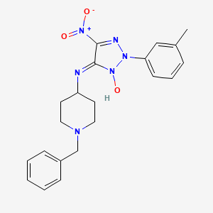 molecular formula C21H24N6O3 B1258424 3-羟基-2-(3-甲基苯基)-5-硝基-N-[1-(苯甲基)-4-哌啶基]-4-三唑亚胺 