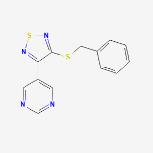 molecular formula C13H10N4S2 B12584293 5-[4-(Benzylsulfanyl)-1,2,5-thiadiazol-3-yl]pyrimidine CAS No. 647860-09-1