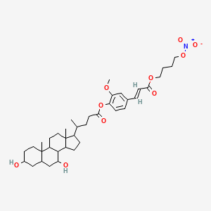 molecular formula C38H55NO10 B1258471 [2-methoxy-4-[(E)-3-(4-nitrooxybutoxy)-3-oxoprop-1-enyl]phenyl] 4-(3,7-dihydroxy-10,13-dimethyl-2,3,4,5,6,7,8,9,11,12,14,15,16,17-tetradecahydro-1H-cyclopenta[a]phenanthren-17-yl)pentanoate 