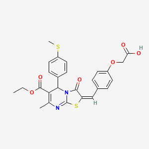 molecular formula C26H24N2O6S2 B1258500 {4-[(6-(ethoxycarbonyl)-7-methyl-5-[4-(methylsulfanyl)phenyl]-3-oxo-5H-[1,3]thiazolo[3,2-a]pyrimidin-2(3H)-ylidene)methyl]phenoxy}acetic acid 