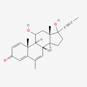 molecular formula C23H28O3 B1258548 (8S,9S,10R,13S,14S)-11,17-dihydroxy-6,10,13-trimethyl-17-prop-1-ynyl-9,11,12,14,15,16-hexahydro-8H-cyclopenta[a]phenanthren-3-one 