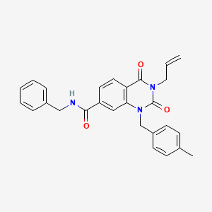 molecular formula C27H25N3O3 B1258631 1-[(4-methylphenyl)methyl]-2,4-dioxo-N-(phenylmethyl)-3-prop-2-enyl-7-quinazolinecarboxamide 