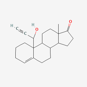 molecular formula C21H28O2 B1258642 10-(1-Hydroxy-prop-2-ynyl)-13-methyl-1,2,3,6,7,8,9,10,11,12,13,14,15,16-tetradecahydro-cyclopenta[a]phenanthren-17-one 