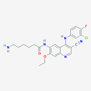 molecular formula C24H25ClFN5O2 B1258671 Linkable pelitinib analogue 