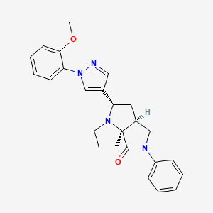 molecular formula C25H26N4O2 B1258681 (3aS,5S,9aS)-5-[1-(2-methoxyphenyl)-4-pyrazolyl]-2-phenyl-3a,4,5,7,8,9-hexahydro-3H-pyrrolo[3,4-h]pyrrolizin-1-one 