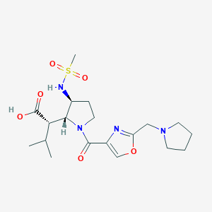 molecular formula C19H30N4O6S B1258691 (2S)-3-甲基-2-((2R,3S)-3-[(甲基磺酰基)氨基]-1-{[2-(吡咯烷-1-基甲基)-1,3-恶唑-4-基]羰基}吡咯烷-2-基)丁酸 