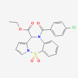 molecular formula C21H17ClN2O5S B1258820 ethyl 5-(4-chlorobenzoyl)-10,10-dioxo-4H-pyrrolo[1,2-b][1,2,5]benzothiadiazepine-4-carboxylate 