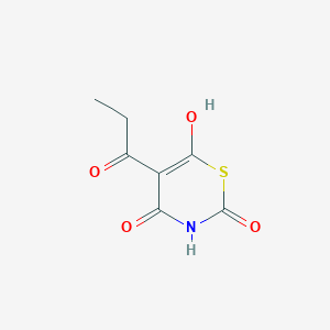 molecular formula C7H7NO4S B12588286 2H-1,3-Thiazine-2,6(3H)-dione, 4-hydroxy-5-(1-oxopropyl)- CAS No. 596803-74-6