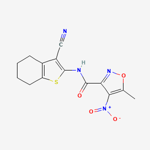 molecular formula C14H12N4O4S B1258830 N-(3-cyano-4,5,6,7-tetrahydro-1-benzothiophen-2-yl)-5-methyl-4-nitro-3-isoxazolecarboxamide 