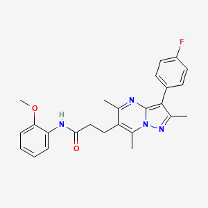 molecular formula C25H25FN4O2 B1258877 3-[3-(4-氟苯基)-2,5,7-三甲基-6-吡唑并[1,5-a]嘧啶基]-N-(2-甲氧基苯基)丙酰胺 