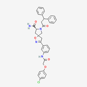molecular formula C36H33ClN4O5 B1258886 (8R)-3-[3-[[2-(4-chlorophenoxy)-1-oxoethyl]amino]phenyl]-7-(1-oxo-3,3-diphenylpropyl)-1-oxa-2,7-diazaspiro[4.4]non-2-ene-8-carboxamide 