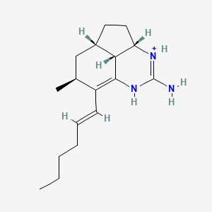 molecular formula C17H28N3+ B1258912 (1S,4S,10S,12R)-9-[(E)-hex-1-enyl]-10-methyl-7-aza-5-azoniatricyclo[6.3.1.04,12]dodeca-5,8-dien-6-amine 