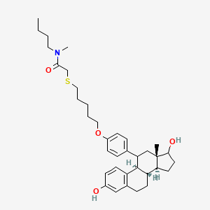 molecular formula C36H51NO4S B1258919 N-butyl-2-[5-[4-[(8S,9R,13S,14S)-3,17-dihydroxy-13-methyl-6,7,8,9,11,12,14,15,16,17-decahydrocyclopenta[a]phenanthren-11-yl]phenoxy]pentylsulfanyl]-N-methylacetamide 