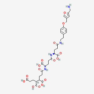 molecular formula C34H44N4O15 B1258920 7-[[(1S)-4-[[(1S)-4-[2-[4-[[5-(aminomethyl)furan-3-yl]methoxy]phenyl]ethylamino]-1-carboxy-4-oxobutyl]amino]-1-carboxy-4-oxobutyl]amino]-7-oxoheptane-1,3,4-tricarboxylic acid 