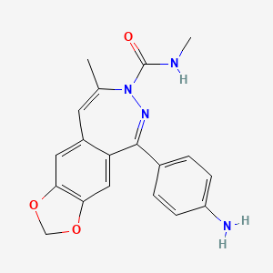 molecular formula C19H18N4O3 B1258963 5-(4-aminophenyl)-N,8-dimethyl-[1,3]dioxolo[4,5-h][2,3]benzodiazepine-7-carboxamide 