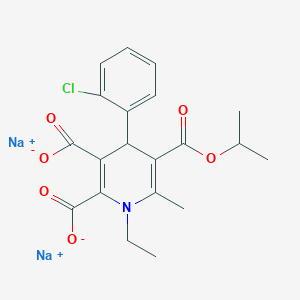 molecular formula C20H20ClNNa2O6 B1258971 Disodium 4-(2-chlorophenyl)-1-ethyl-6-methyl-5-{[(propan-2-yl)oxy]carbonyl}-1,4-dihydropyridine-2,3-dicarboxylate CAS No. 114290-51-6