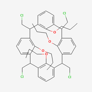 molecular formula C44H52Cl4O4 B12589732 2,8,14,20-tetrakis(chloromethyl)-25,26,27,28-tetrapropoxypentacyclo[19.3.1.13,7.19,13.115,19]octacosa-1(25),3(28),4,6,9(27),10,12,15,17,19(26),21,23-dodecaene 