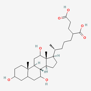 molecular formula C29H48O7 B1259027 2-[(4R)-4-[(8R,9S,10S,13R,14S,17R)-3,7,12-trihydroxy-10,13-dimethyl-2,3,4,5,6,7,8,9,11,12,14,15,16,17-tetradecahydro-1H-cyclopenta[a]phenanthren-17-yl]pentyl]pentanedioic acid 